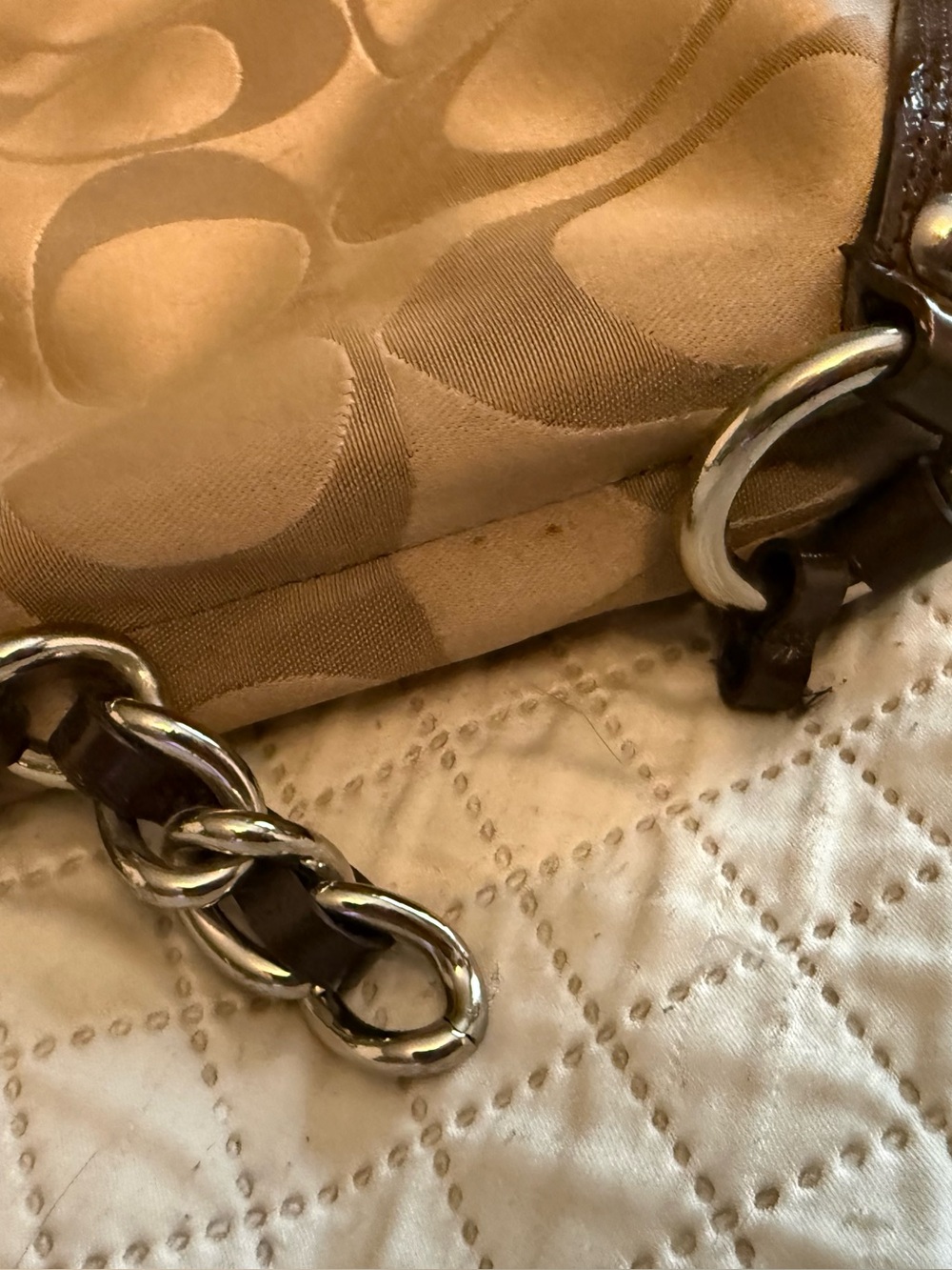 Coach Carley Bag small Signature Canvas Hobo with Dark Brown Trim Y2K style - Picture 3 of 5